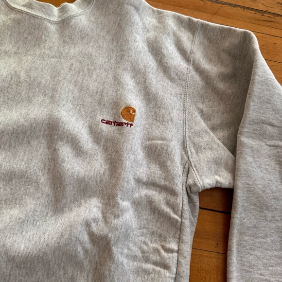 Vintage 1980s Carhartt Rugged Sweatshirt 80s Gray Reverse Weave Embroidered - Picture 2 of 10